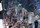 Hottest spot in Bangkok! Silom Road is packed with tourists flocking to celebrate the last day of Songkran.